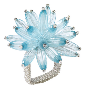 Kim Seybert Napkin Rings: Constellation in Seafoam & Crystal, Set of 4